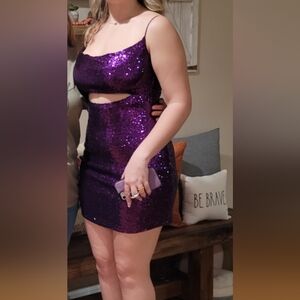 Lena Purple Sequin Mini Dress Bodycon Cocktail